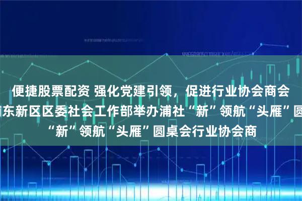便捷股票配资 强化党建引领,促进行业协会商会高质量发展——浦东新区区委社会工作部举办浦社“新”领航“头雁”圆桌会行业协会商